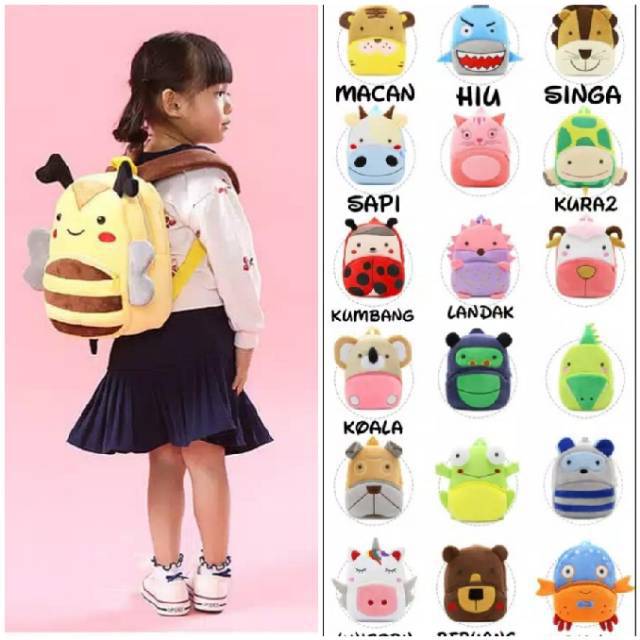 Kakoo Animal Backpack Ori Tas Anak TK Paud Binatang Gajah Baby Shark Unicorn