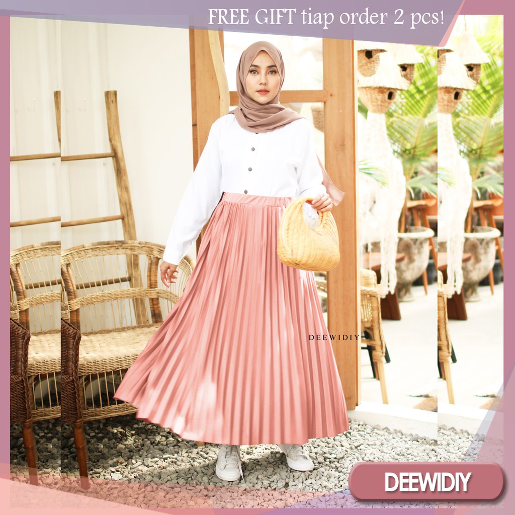 ROK PLISKET PANJANG PAYUNG BAHAN PREMIUM MUAT SAMPAI JUMBO - SIERA UMBRELLA PLEATS SKIRT DEEWIDIY