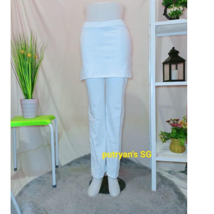 celana senam rok putih