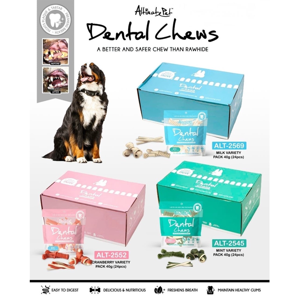 Altimate Pet Dental Chews 40g Varienty Pack Gigitan Anjing