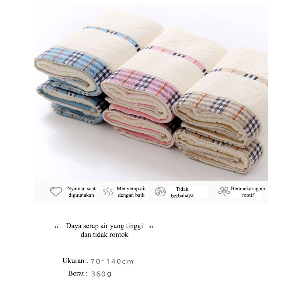 Bath Towel Handuk Mandi Bahan Katun Halus Lembut Tebal Premium Uk 75x140 cm