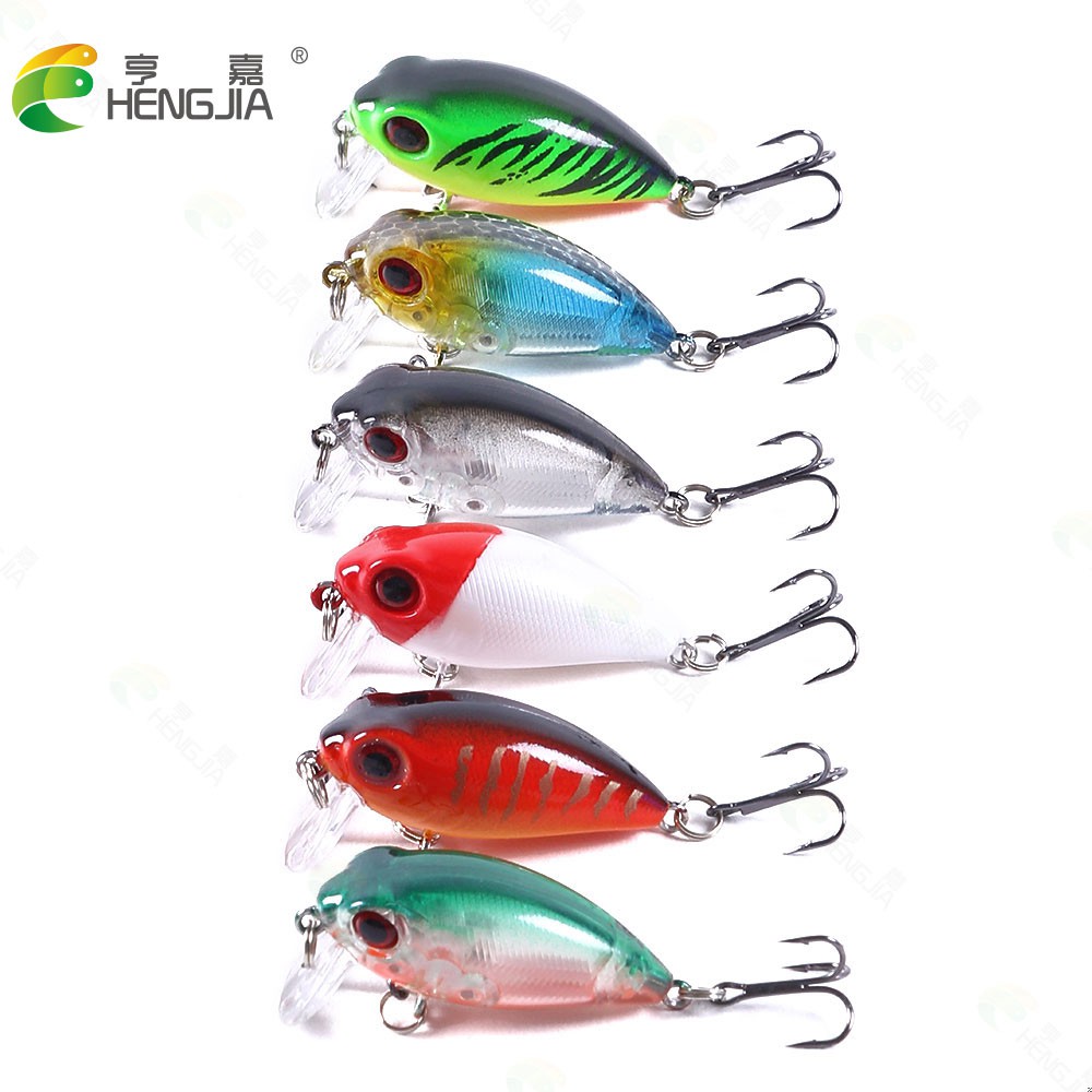 HENGJIA 6Pcs Mini Crankbait Umpan Pancing 4cm/3.5g Swimbait Fishing Lure Minnow Ikan Bass Bait Kail