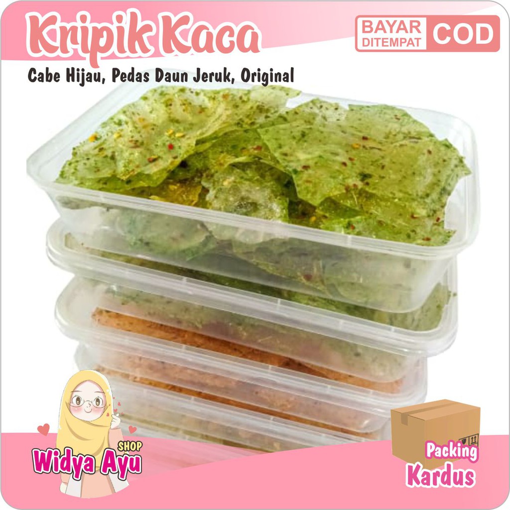 

Keripik Kaca Pedas Kemasan Box Toples Kripik Kaca Daun Jeruk Original Cabe Ijo Kripik Beling