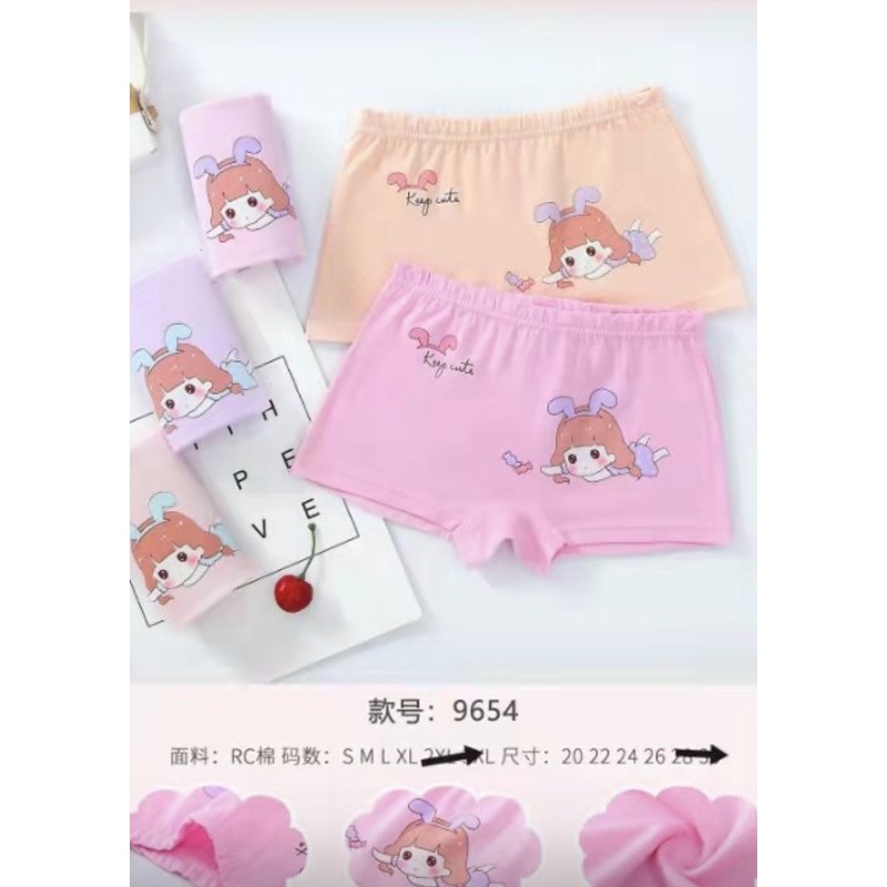 12 PCS ANAK BOXER IMPORT ANAK PEREMPUAN KATUN HALUS / LUSINAN