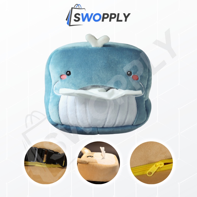 Swopply - HL0235 Kotak Tisu Karakter Kain  Tempat Tissue Mobil Hewan