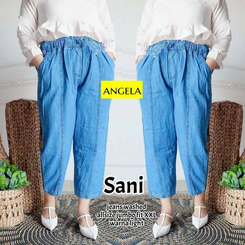 Celana Panjang Jeans Angela Wanita Jumbo // Celana Jeans wanita BG tulang Muat BB 100kg