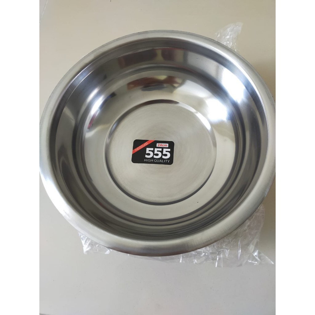 6 pcs baskom merk 555 harga isi 6 pcs ukuran 24cm/ panci/waskom stainless merk 555