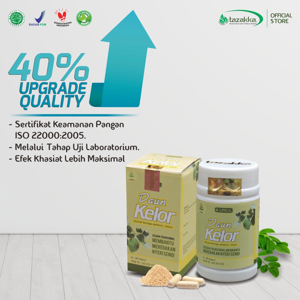 Obat Nyeri Sendi | Kapsul Herbal DAUN KELOR Tazakka HALAL BPOM | Isi 60 Kapsul | Kapsul Asi Booster