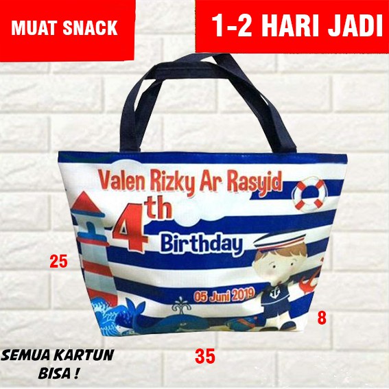 Tas Ultah Anak Resleting Muat Banyak Snack - Goodie Bag Trapesium Resleting