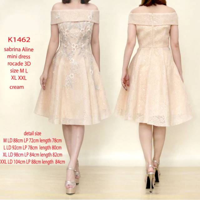 K0957 VVVshop sabrina midi dress brocade pesta cream blue red sabrina Mini dress Aline dress lace pe