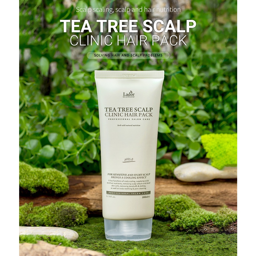 LADOR Tea Tree Scalp Clinic Hair Pack - Perawatan Rambut Rusak Kulit Kepala Berminyak Gatal Kering Sensitif 200 ml