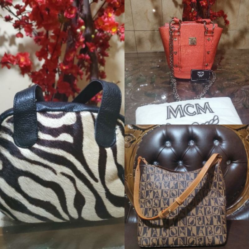 tas bonia .mcm handbag bonus tas motif zebra