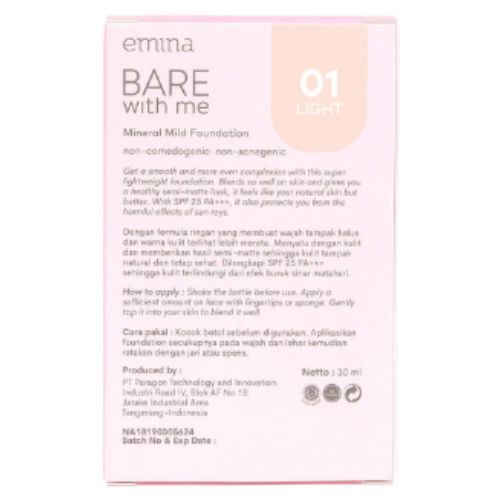 Emina Bare With Me Mineral Mild Foundation 01 Light 30ml