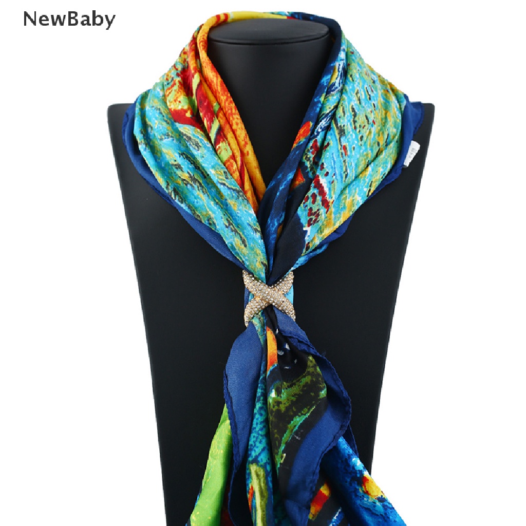 Newbaby Bros Pin Ring Bulat Hias Kristal Holder Scarf Wanita Untuk Pernikahan