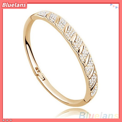 Bluelans Gelang Bangle Slim Hias Berlian Imitasi Untuk Wanita