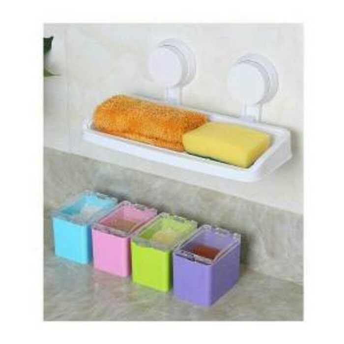 Tempat/Rak Bumbu Unik Warna Warni 4 IN 1/Tempat Bumbu Tempel Dinding***TOP