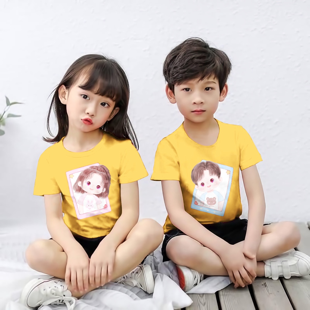 Kaos Couple Anak 1-12 Tahun Laki Laki Perempuan Unisex Sibling Tee Series Boys &amp; Girls