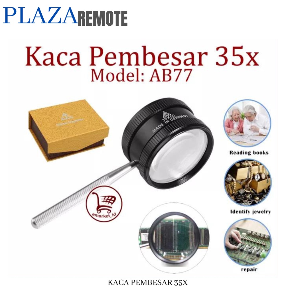 KACA PEMBESAR 35X PEMBESARAN LENSA OPTIC K9 DENGAN KOTAK