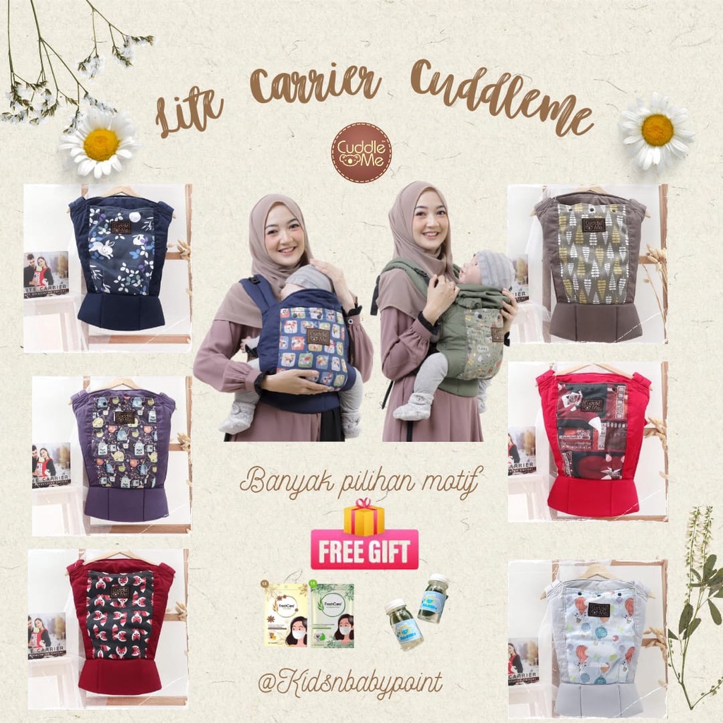 (FREE GIFT) Lite Carrier Cuddle Me CuddleMe  Gendongan Bayi Depan SSC M Shape / liteCarrier anak