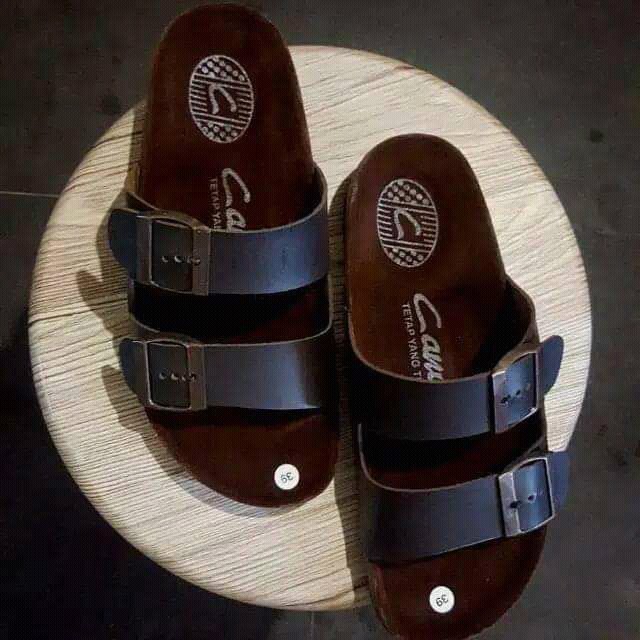 PROMO BIG RAMADHAN SALE SANDAL CARVIL KULIT PRIA SLOP ORIGINAL IMPORT MURAH