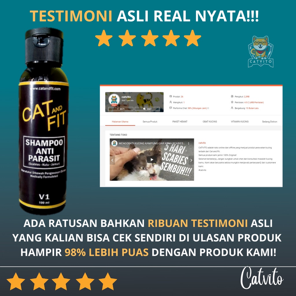 SHAMPOO KUCING / SHAMPO ANTI KUTU JAMUR DAN SCABIES / SHAMPO ANTI PARASIT CAT AND FIT V1
