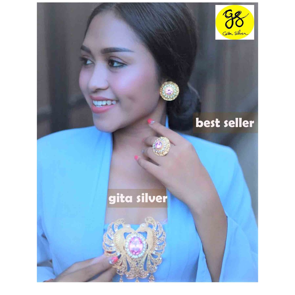 bros alpaka bali set kebaya motif burung jumbo