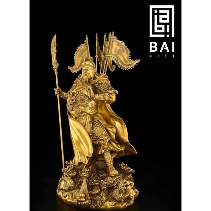 BAI GIFT Patung Dewa Kwan Kong Logam Kuningan Pajangan Dewa Kwan Kong Premium