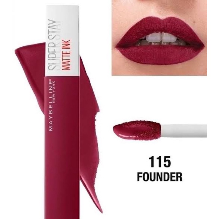 Superstay Matte Ink 115 Founder - Liquid Long Lasting Waterproof Matte Lipstick Lipcream Make Up Transferproof Tahan 16 Jam