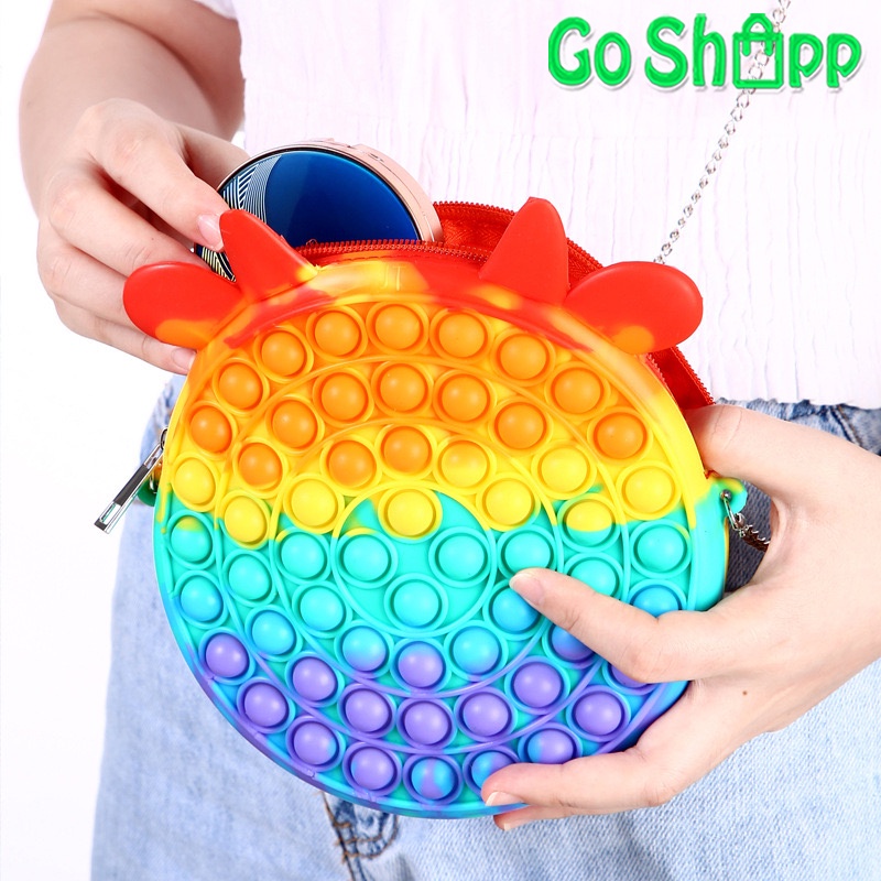 Tas Pop it Besar Anak Import - Tas Selempang Pop it Anak Lucu Import - Tas POP IT Rainbow Makaron Import - Tas Anak Pop it Fidget Toy Mainan Penghilang Stress [JL08]