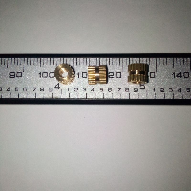 MUR M3 M3x5 3X5X5.5 BRASS KNURL INSERT NUT LAPTOP PRINTER 3D INJECTION MOLDING GEAR SEKRUP KUNINGAN