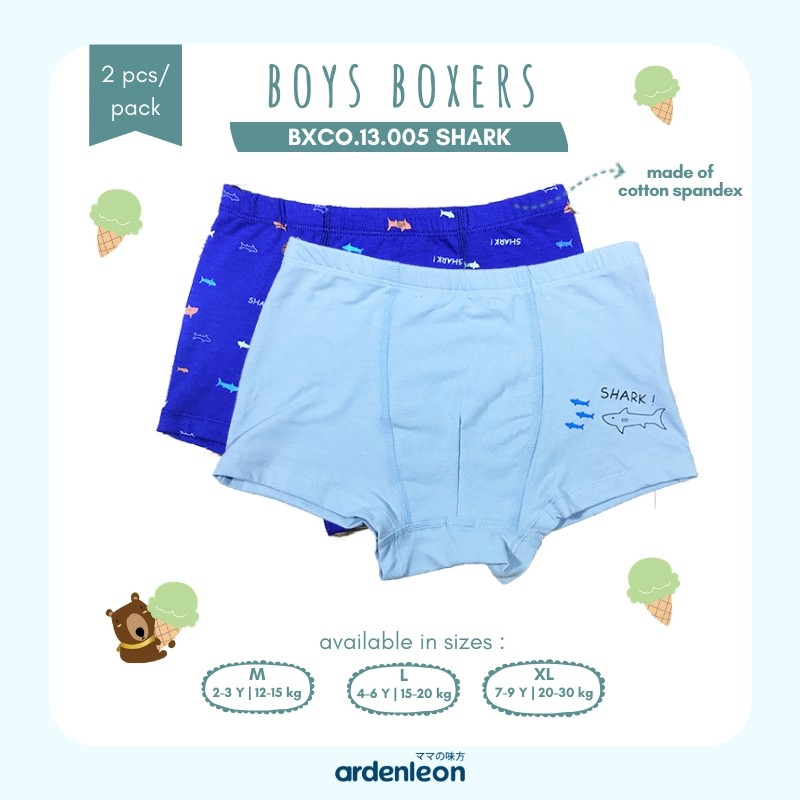 

ARDENLEON (2pcs) Celana Dalam Anak Boxer Laki-laki Shark BXCO.13.005