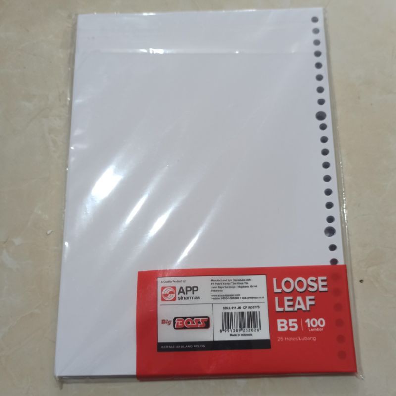 Jual Kertas File B5 Loose Leaf Polos Isi Binder Map Indonesia|Shopee ...