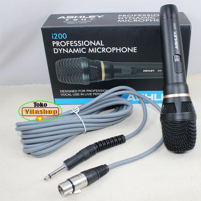 Microfon ASHLEY I-200 Mic Kabel Dinamyc Mikropon Berkwalitas Asli