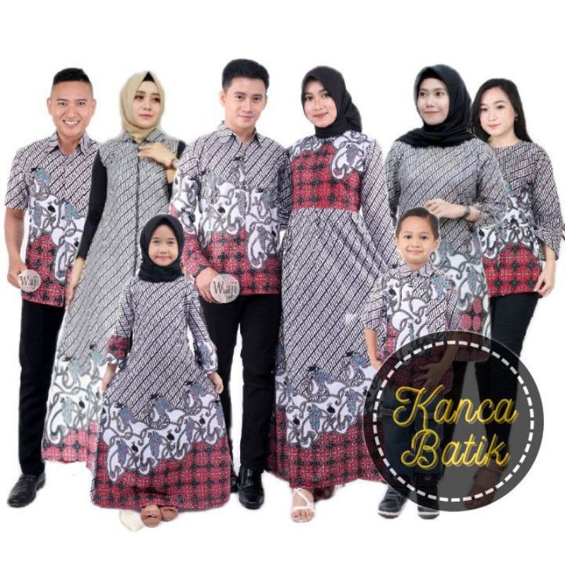 Promo Batik Couple Keluarga Sarimbit Sania Ruffle Batik Ori Ndoro Jowi Motif Morena