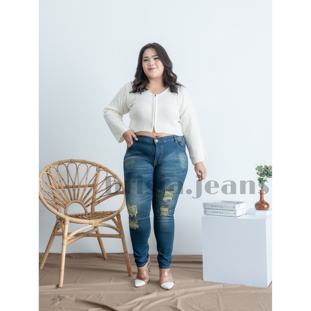 [SIZE 32/34/36/38] YUNA Ripped Skinny Jeans Jumbo Sobek Lapis / Celana Skinny Bigsize Jumbo