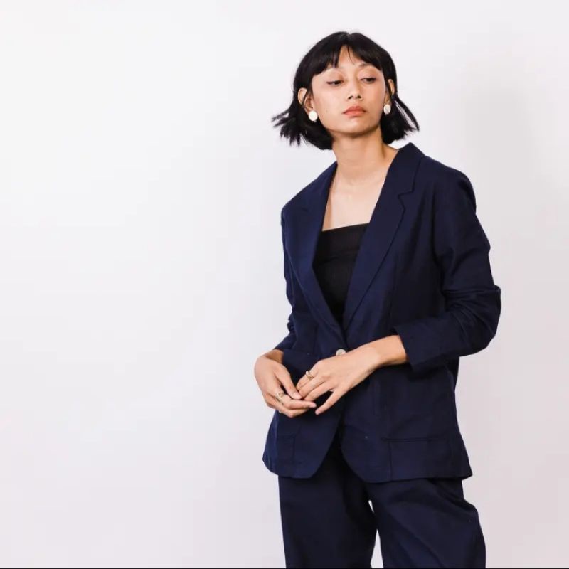 (NEW) - FashionToday - 8wood - Liv Blazer Navy dan peach