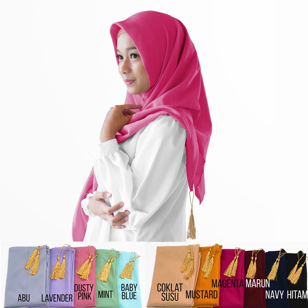 Hijab Jilbab Instan Kerudung Instan Segitiga Segiempat Azara Tassel