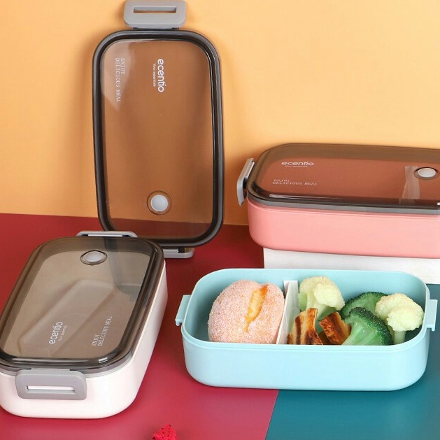 Tempat Makan Tutup Transparan / Kotak Makan Bento Anti Tumpah 800 ml Single-Layer / Lunch Box Kotak Bekal