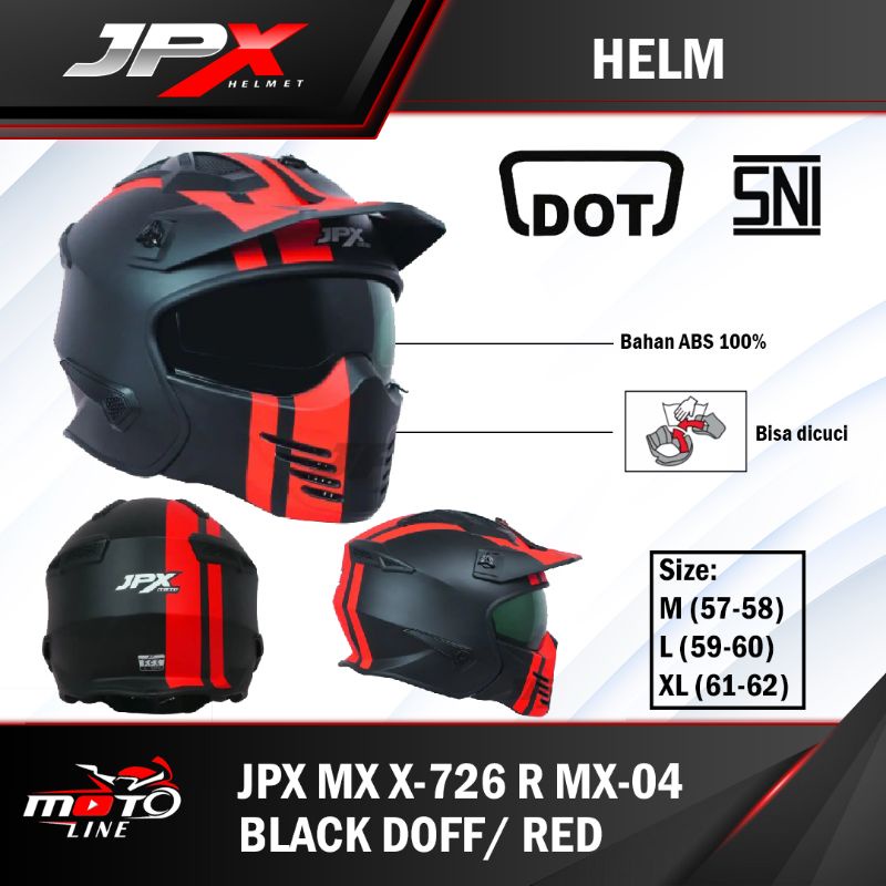 HELM JPX MX270 R MX04  BLACK DOFF/ RED