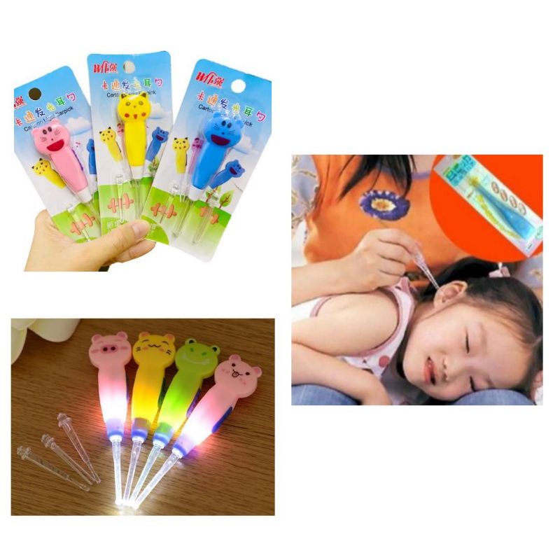 Pembersih Telinga Karakter LED/Earpick Flashlight/Korek Kuping Karakter Murah.