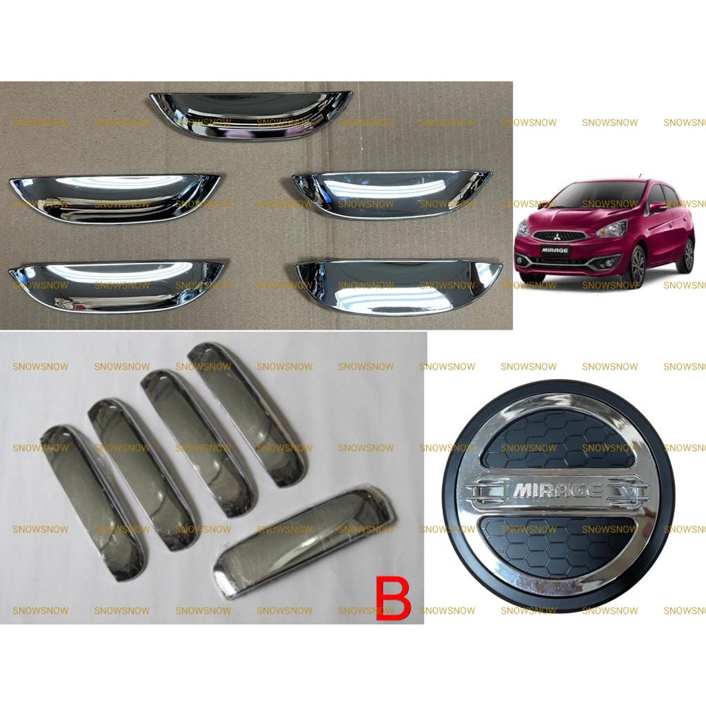 Paket Outer Handle Tank Cover Mitsubishi Mirage Luxury Hitam Chrome