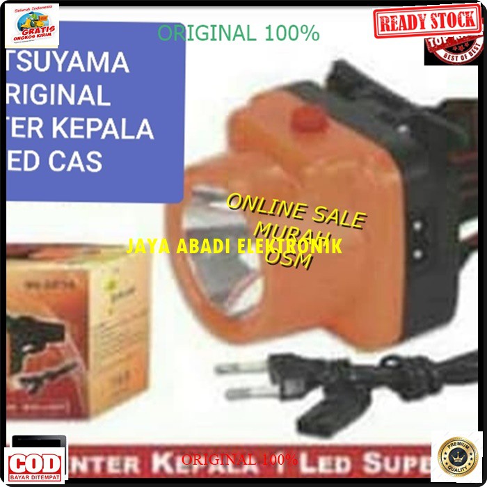 G197 Mitsuyama original headlamp senter kepala pala lampu led lamp cas casan baterai putih sinar cahaya terang charge G197  TAHAN MAXSIMAL 10 JAM  Tersedia warna lampu: - Putih  Senter Kepala Mitsuyama dengan cahaya sangat terang, baterai internal lithium