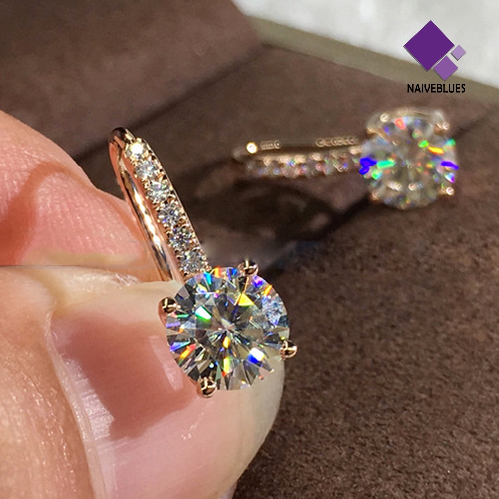 Anting Kait Bentuk Bulat Bahan Cubic Zirconia Untuk Wanita