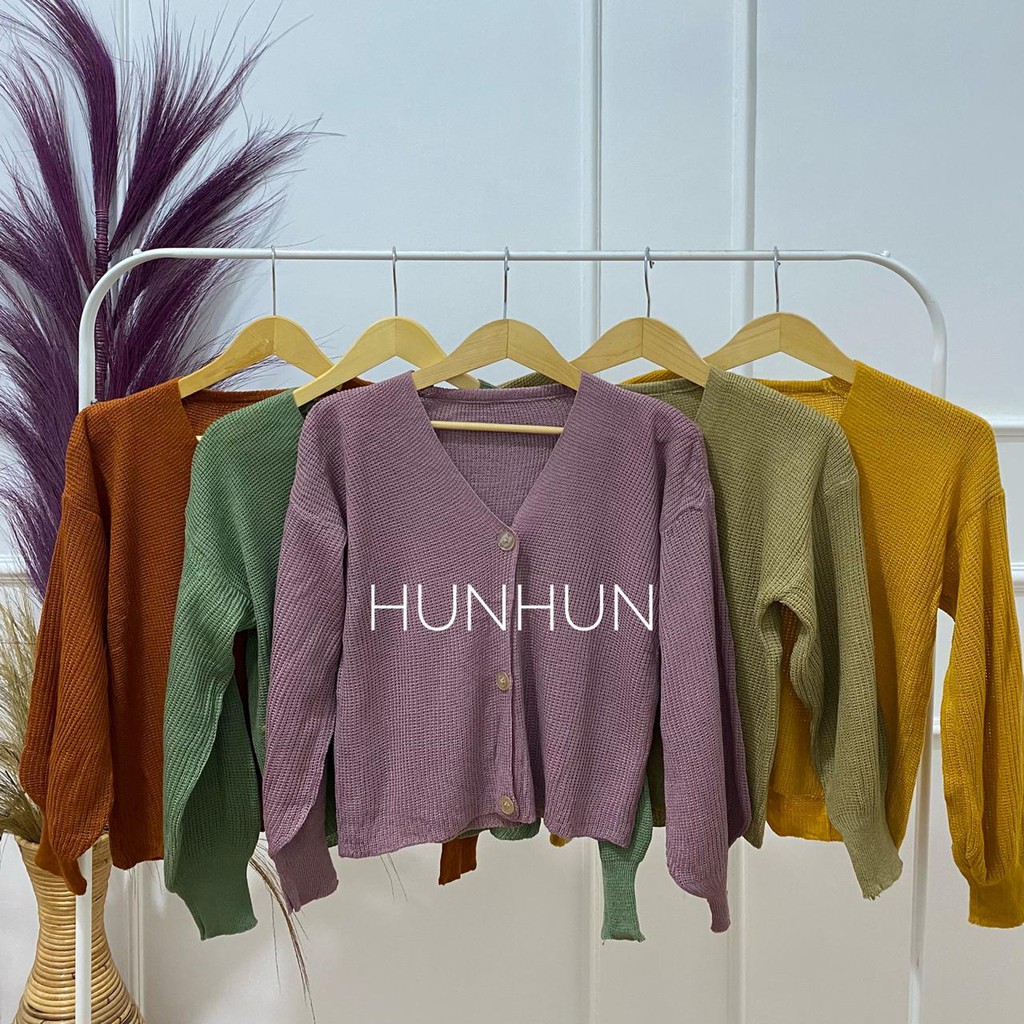 CUCI GUDANG!! Regina Knite Pusatgrosir_solo/ Sweater Cardigan Rajut Outer Atasan Wanita Crop Baju Rajut Lilac