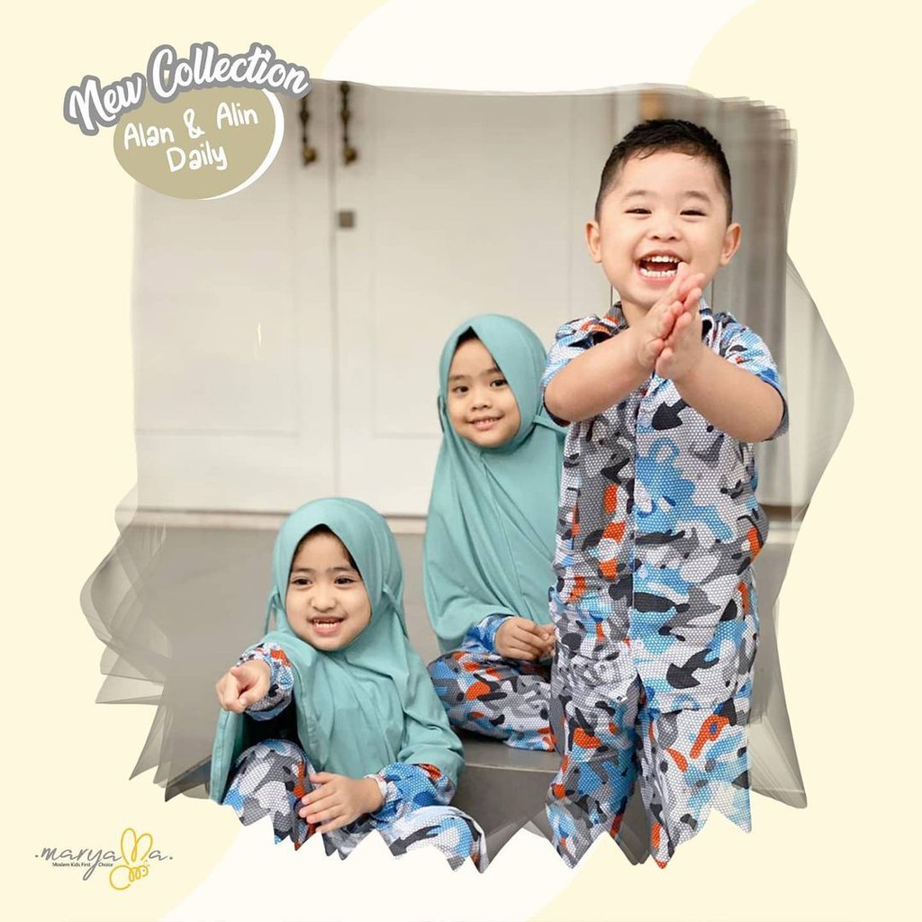 (Promo) Baju Anak Laki Laki Baju Setelan Alan Daily Set By Maryama Kids - Abu Abu