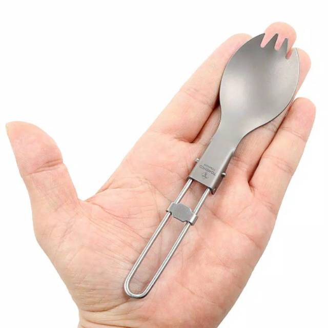 Tomshoo sendok titanium lipat ultralight spoon folding spork