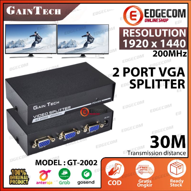 GAINTECH VGA SPLITTER 2 Port 200MHz GT-2002