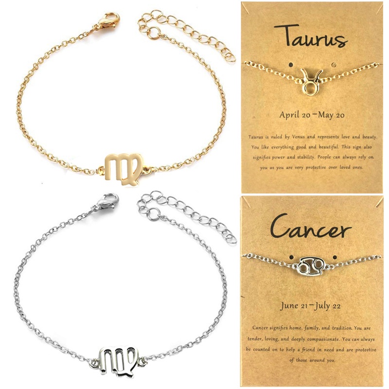 Gelang Rantai Desain 12 Rasi Bintang Scorpio Sagittarius Capricorn Taurus Pisces