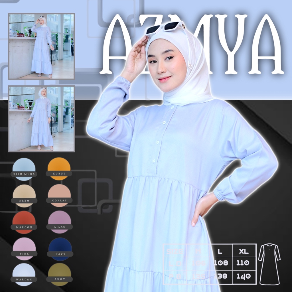 AZMIYA - Baju Gamis Wanita Terbaru 2022 Dress Remaja Kekinian Model Muslim Syari Dres Dewasa Set War