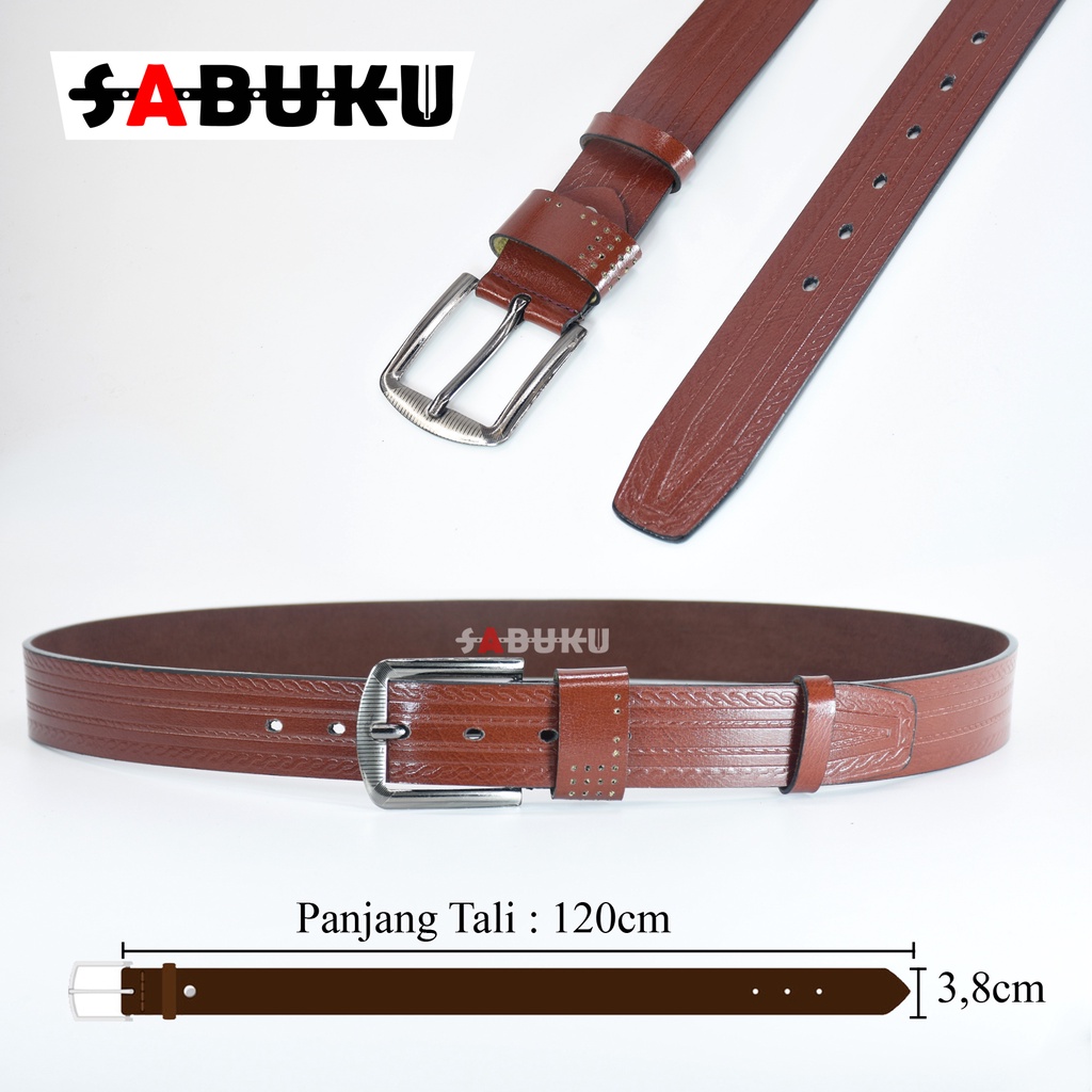 Ikat Pinggang Pria Kulit Imitasi Model Tusuk Jarum Gesper Pria Men Belt - 154